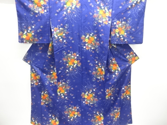 花車模様織出し十日町紬着物